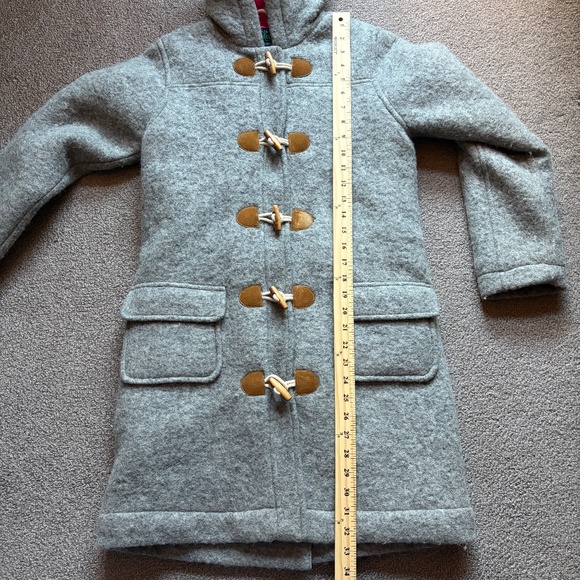 Mini Boden Girls Gray Wool Hooded Duffle Coat Toggles Pink Accents | Size 11-12Y - Picture 7 of 16